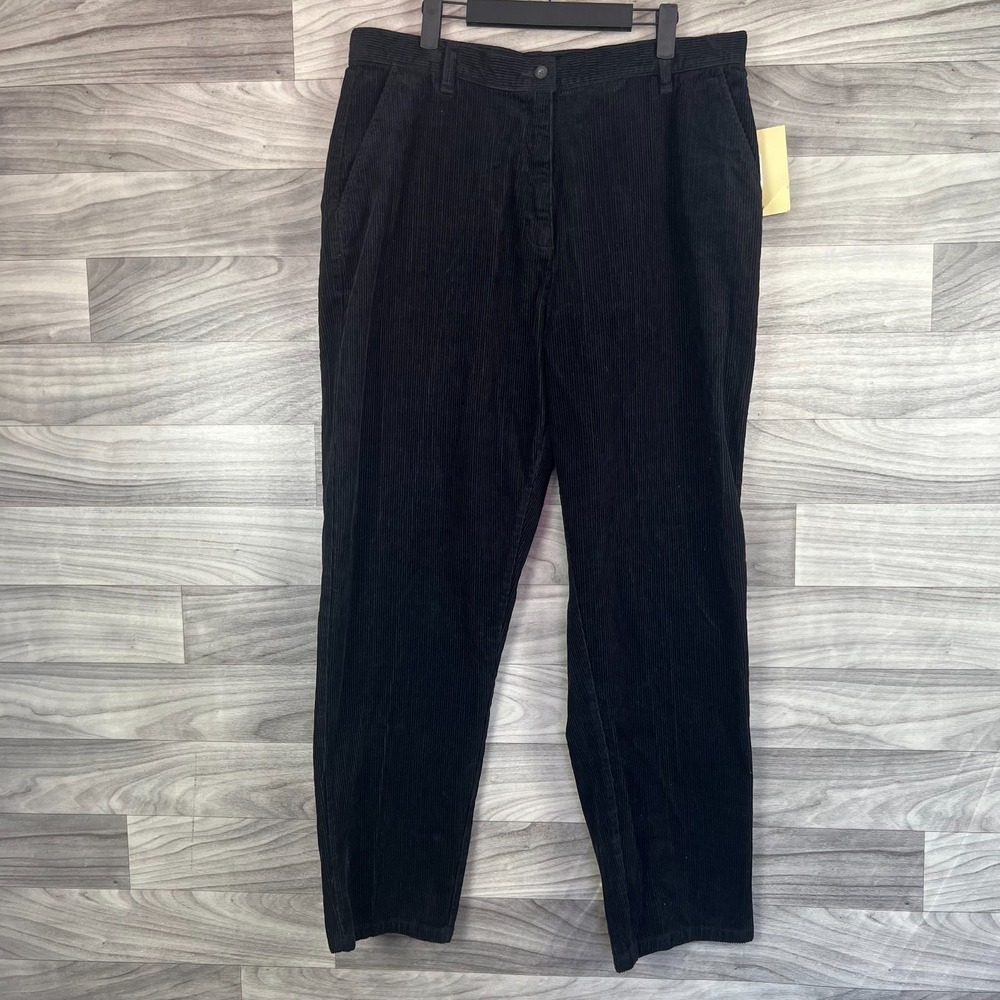 Woolrich Corduroy Pants Women's 16 Petite Black Classic Fit Straight‎ Leg Casual